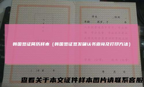 韩国签证简历样本（韩国签证签发确认书查询及打印方法）