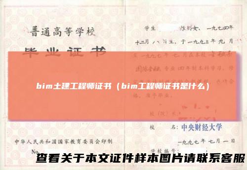 bim土建工程师证书(bim工程师证书是什么)
