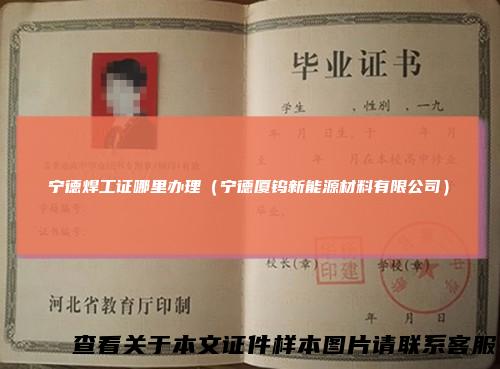 宁德焊工证哪里办理（宁德厦钨新能源材料有限公司）