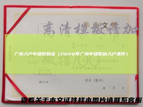 广州入户中级职称证(2020年广州中级职称入户条件)