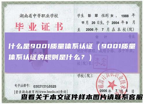 什么是9001质量体系认证（9001质量体系认证的规则是什么？）