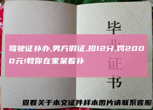 驾驶证补办,男方假证,扣12分,罚2000元!教你在家呆着补
