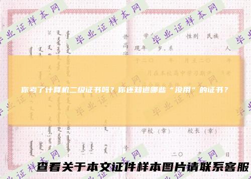 你考了计算机二级证书吗?你还知道哪些“没用”的证书?
