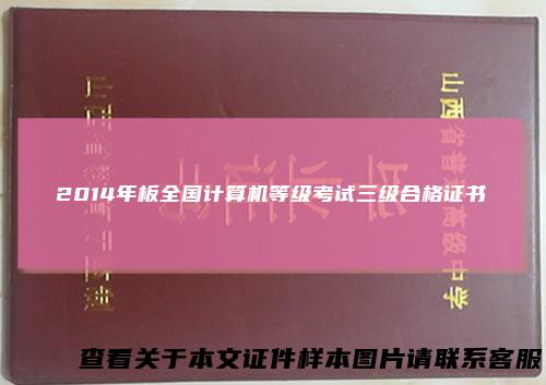 2014年板全国计算机等级考试三级合格证书