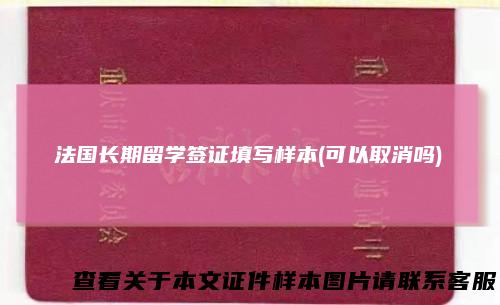 法国长期留学签证填写样本(可以取消吗)