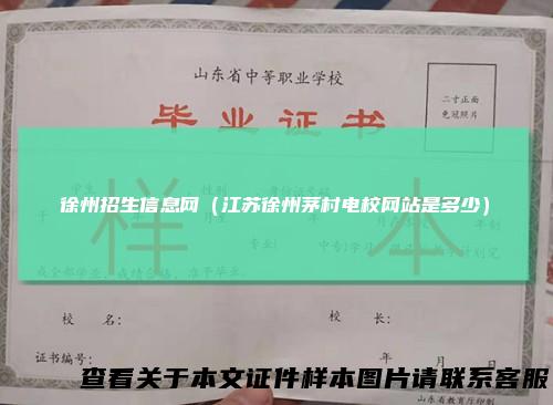 徐州招生信息网（江苏徐州茅村电校网站是多少）