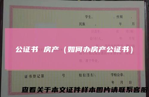 公证书 房产（如何办房产公证书）