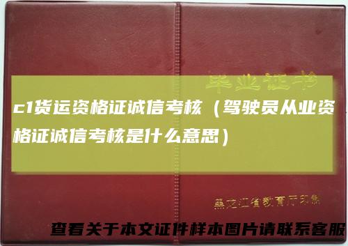 c1货运资格证诚信考核（驾驶员从业资格证诚信考核是什么意思）