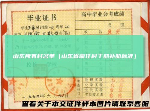 山东所有村名单（山东省离任村干部补助标准）