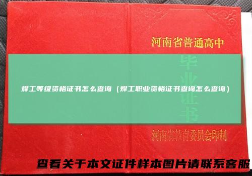 焊工等级资格证书怎么查询（焊工职业资格证书查询怎么查询）