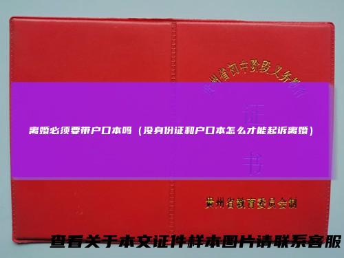 离婚必须要带户口本吗(没身份证和户口本怎么才能起诉离婚)