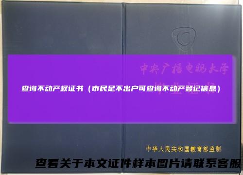 查询不动产权证书（市民足不出户可查询不动产登记信息）
