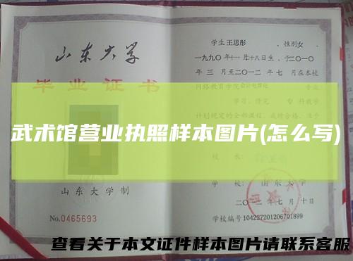 武术馆营业执照样本图片(怎么写)