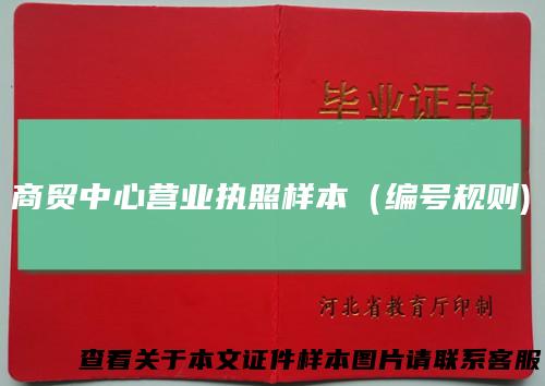 商贸中心营业执照样本(编号规则)