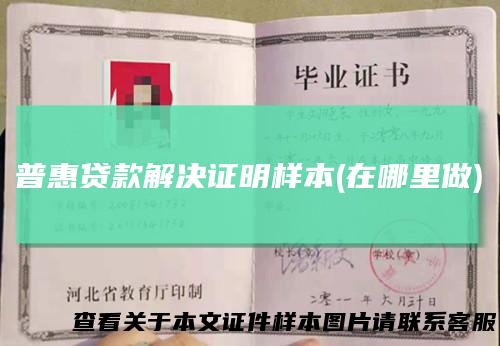 普惠贷款解决证明样本(在哪里做)