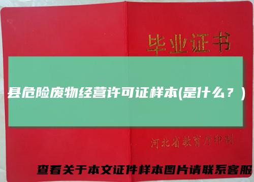 县危险废物经营许可证样本(是什么？)