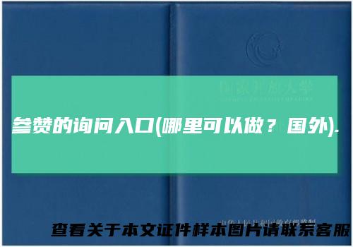 参赞的询问入口(哪里可以做？国外).