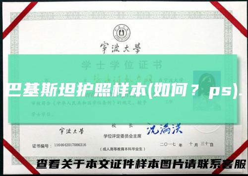 巴基斯坦护照样本(如何？ps).