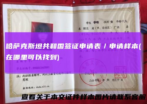 哈萨克斯坦共和国签证申请表／申请样本(在哪里可以找到)