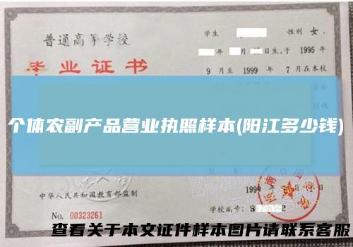 个体农副产品营业执照样本(阳江多少钱)