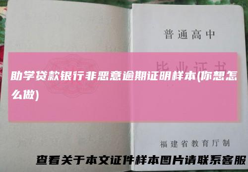 助学贷款银行非恶意逾期证明样本(你想怎么做)