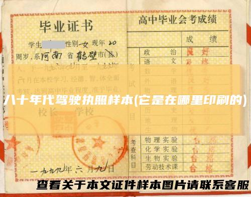 八十年代驾驶执照样本(它是在哪里印刷的)