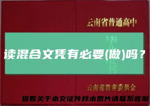 读混合文凭有必要(做)吗？