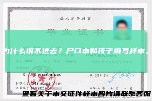 为什么填不进去？户口本和孩子填写样本。