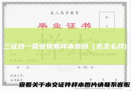 三证合一营业执照样本源码（丢怎么找)