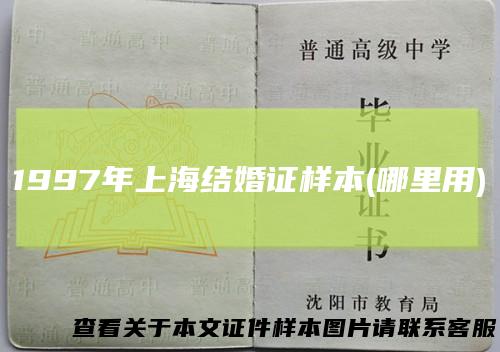 1997年上海结婚证样本(哪里用)