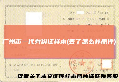 广州市一代身份证样本(丢了怎么补原件)
