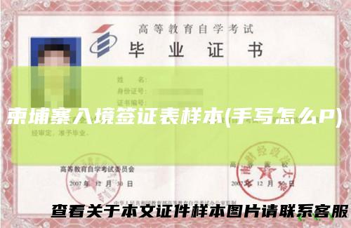 柬埔寨入境签证表样本(手写怎么P)