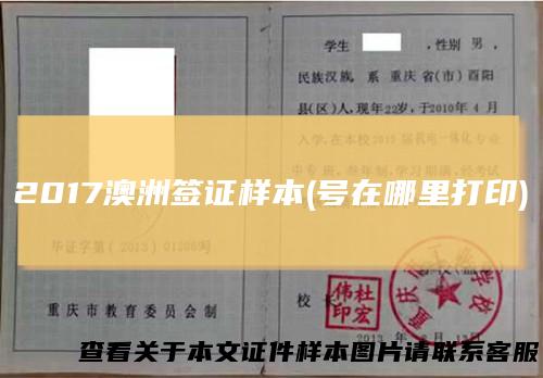 2017澳洲签证样本(号在哪里打印)