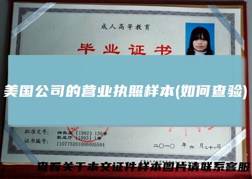 美国公司的营业执照样本(如何查验)