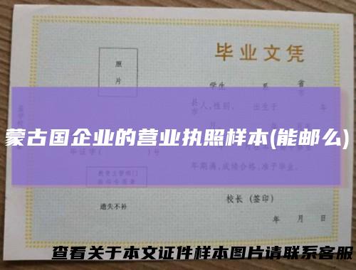 蒙古国企业的营业执照样本(能邮么)