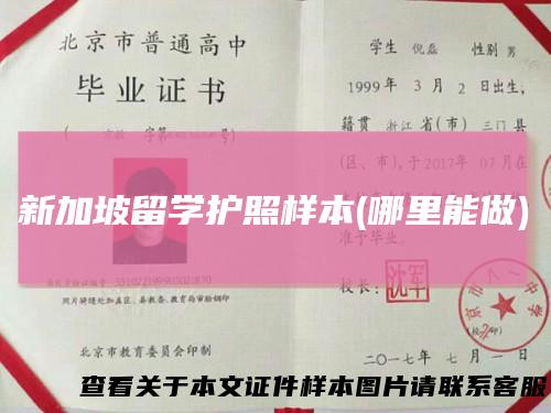 新加坡留学护照样本(哪里能做)