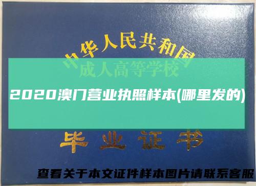2020澳门营业执照样本(哪里发的)