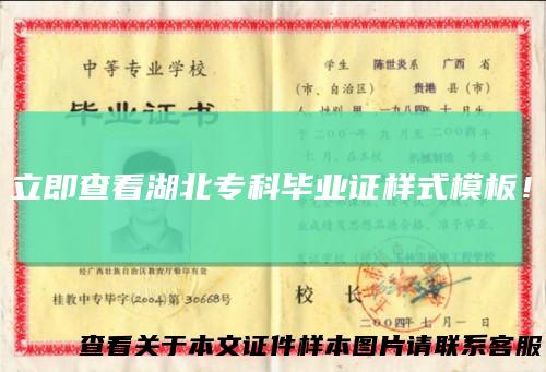 立即查看湖北专科毕业证样式模板！