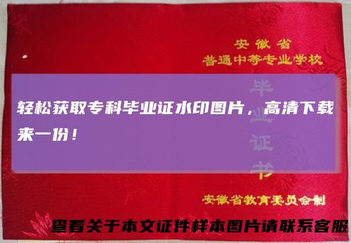 轻松获取专科毕业证水印图片，高清下载来一份！
