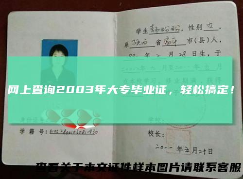 网上查询2003年大专毕业证，轻松搞定！