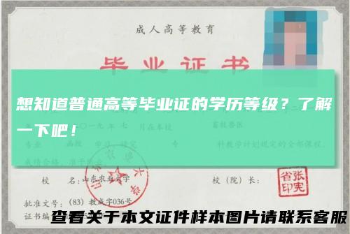 想知道普通高等毕业证的学历等级?了解一下吧!