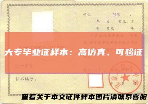 大专毕业证样本：高仿真、可验证