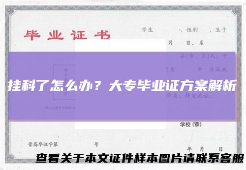 挂科了怎么办？大专毕业证方案解析