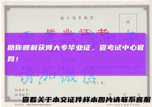 助你顺利获得大专毕业证，查考试中心官网！