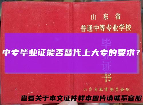 中专毕业证能否替代上大专的要求?