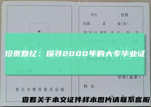 珍贵回忆：探寻2000年的大专毕业证