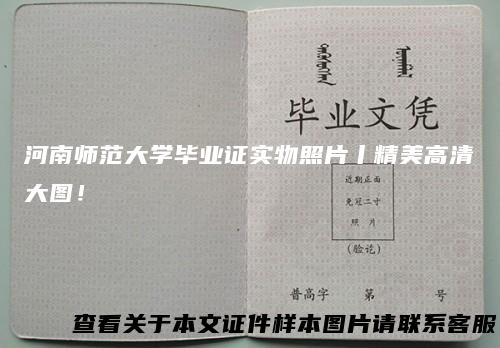 河南师范大学毕业证实物照片丨精美高清大图！