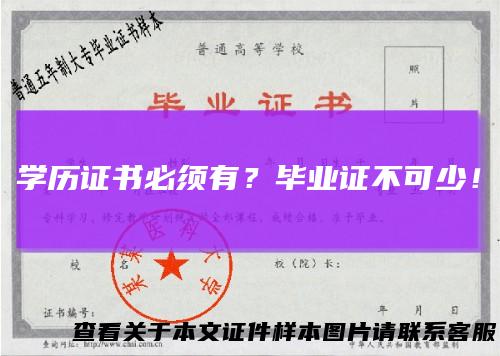 学历证书必须有?毕业证不可少!