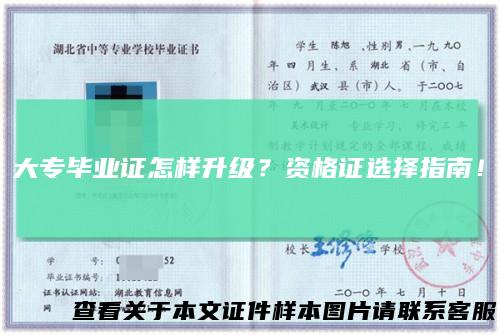 大专毕业证怎样升级?资格证选择指南!