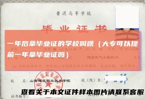 一年后拿毕业证的学校叫啥（大专可以提前一年拿毕业证吗）